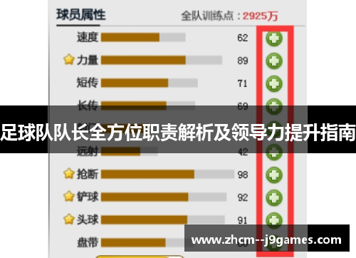 足球队队长全方位职责解析及领导力提升指南 足球队队长全方位职责解析及领导力提升指南